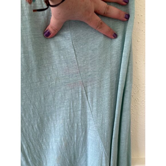 Stella Carakasi Aqua Linen Sleeveless V-Neck Flowy Asymmetrical Dress - Picture 7 of 12